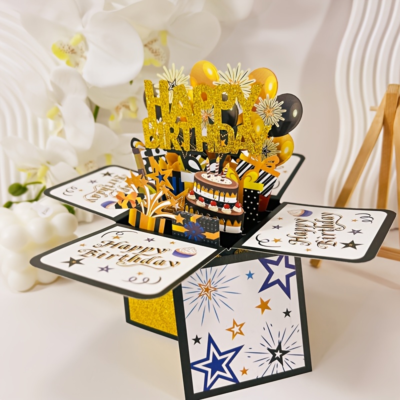 TEMU 3d Pop-up Birthday Card - Handcrafted Paper Art, Gift & Decoration, Suitable For All Recipients With Cartoon Design