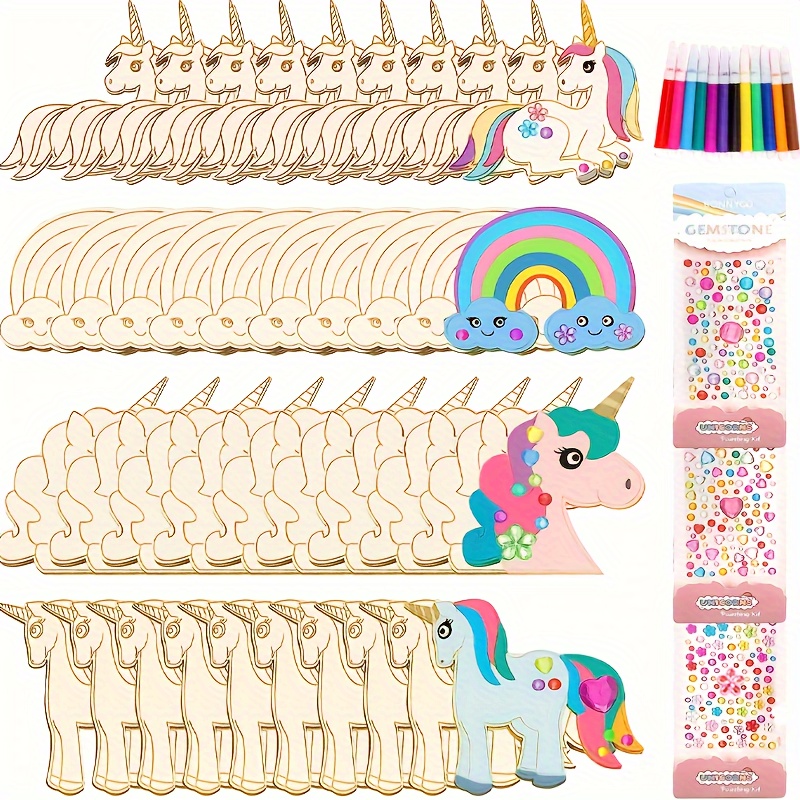 

Unicorn Craft Set, 51 Piece Unicorn Wooden Craft Set, Unicorn Craft Painting, Unicorns For Painting, Wooden Craft Set For Kids