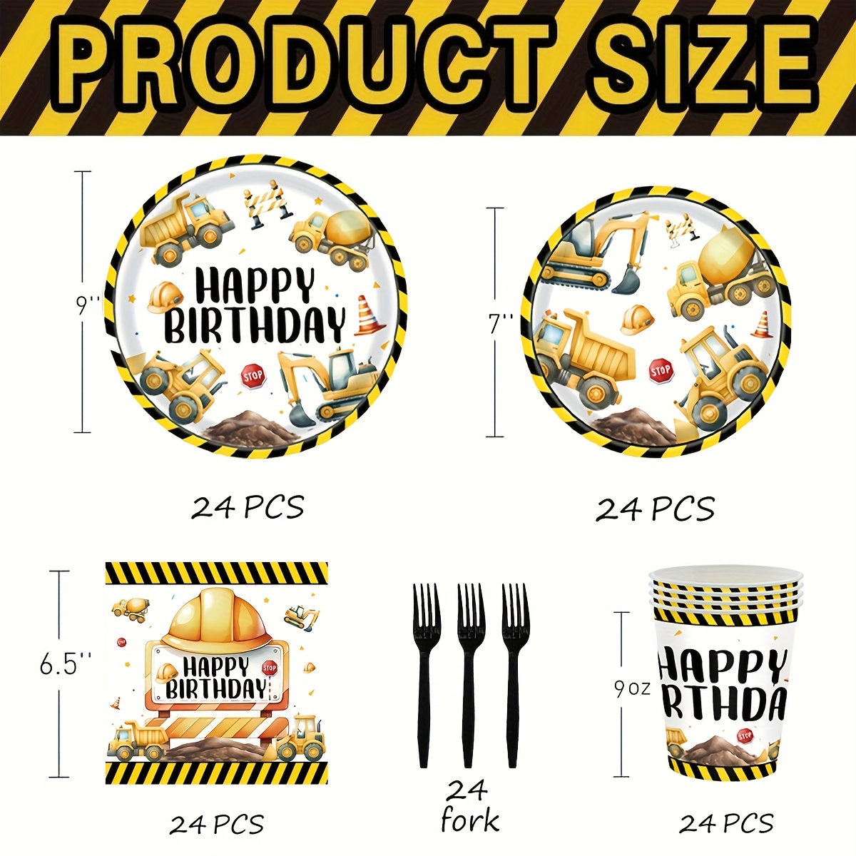 TEMU 120pcs Construction Truck Birthday Print,disposable Tableware Set,party Table Decorations,for Labor Day,oktoberfest,halloween,,thanksgiving Fall