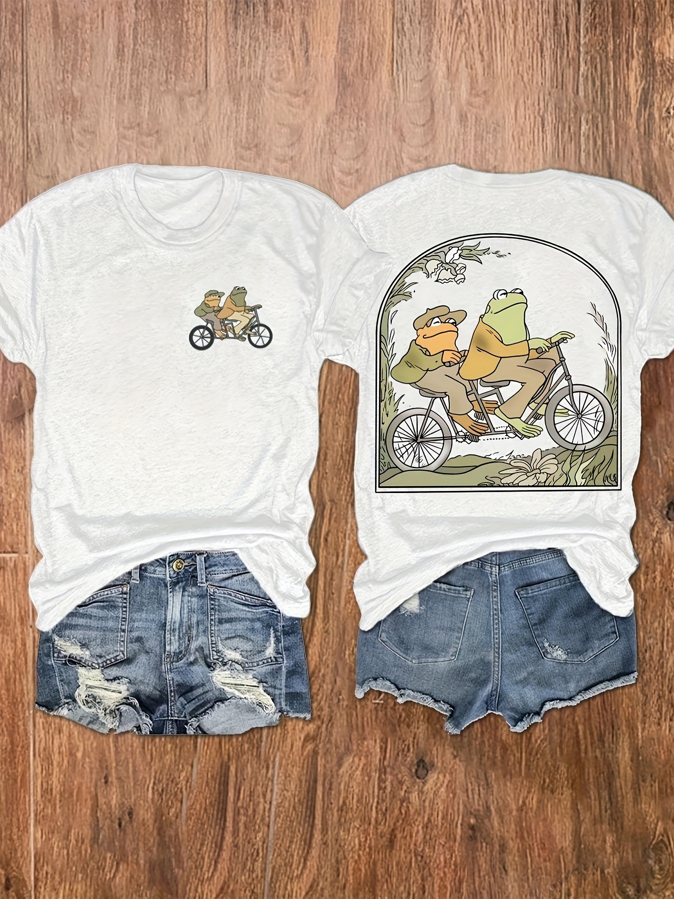   casual print round neck t shirt womens short sleeve vacation top Product details 1