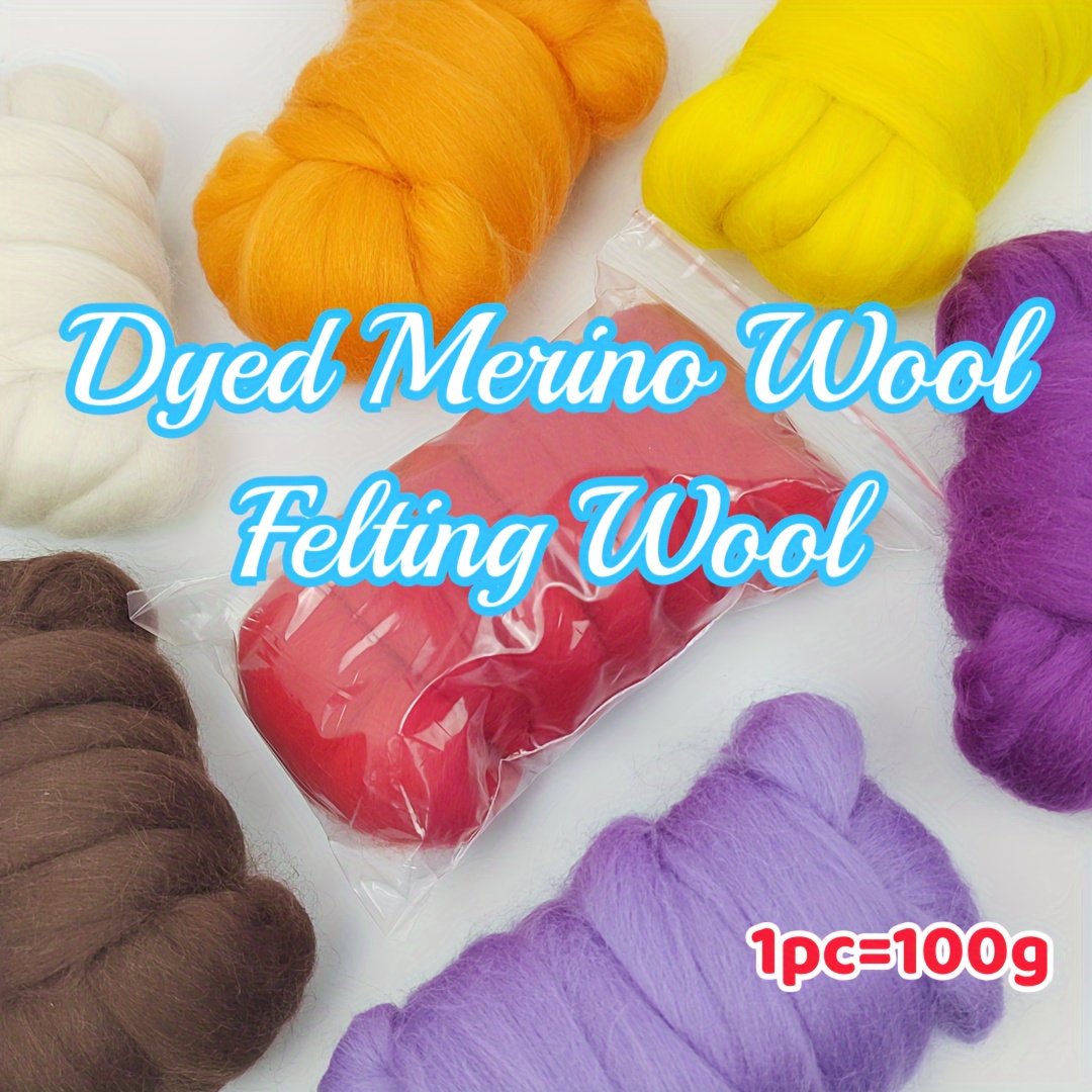 

1pc, 3.53oz/100g Dyed Merino Wool Felting Wool, Best Wool For Needle Felting And Wet Felting Beginner Spinning Perfect Chunky Fabric Quality