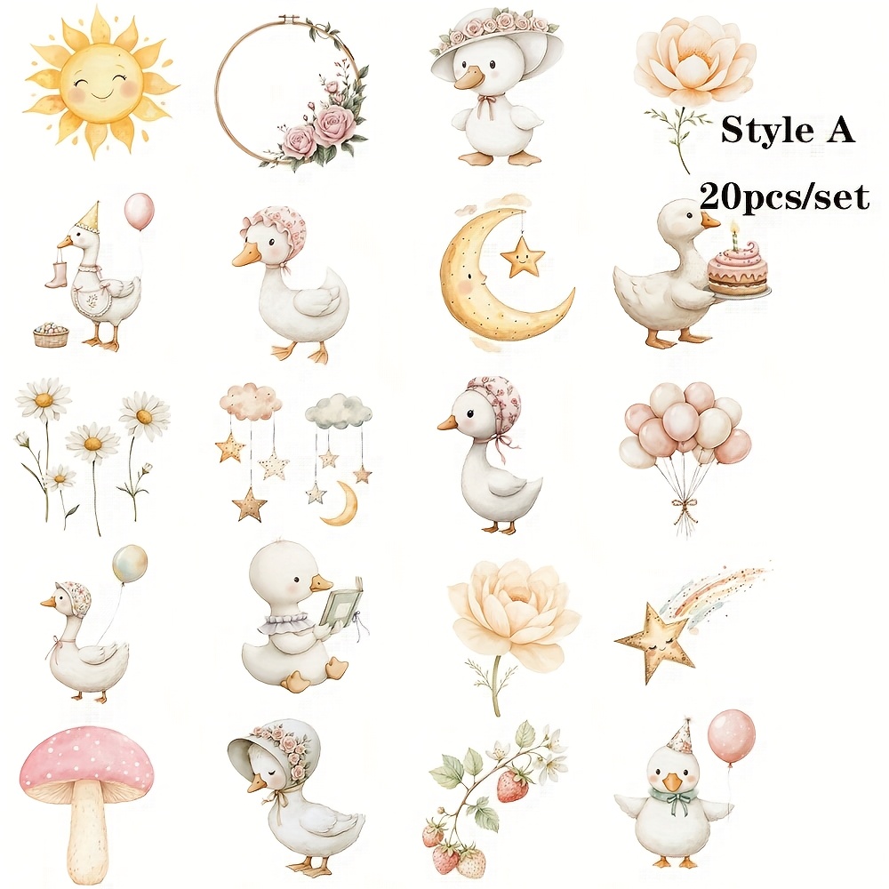Image of 20pcs/set Retro Cute Little Birthday Farm Stickers, High Quality Diy Notebook Diary Decoration