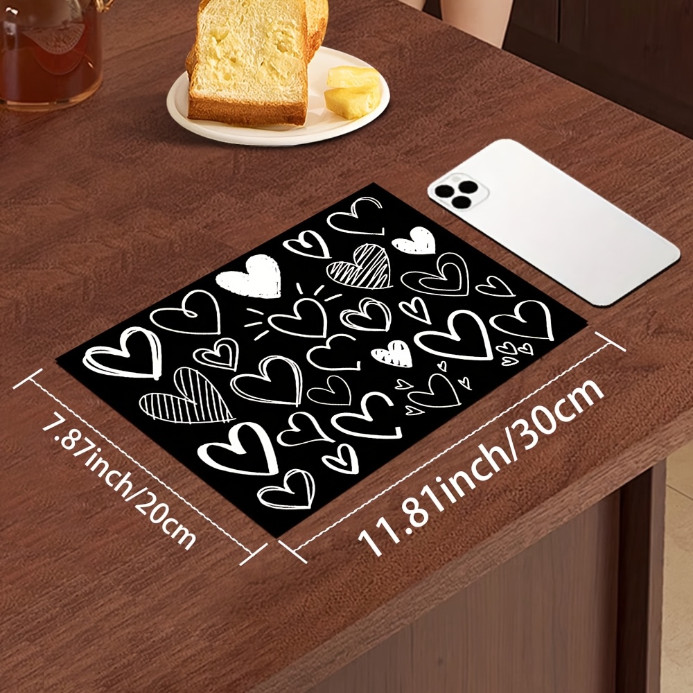 TEMU 1pc Heart-shaped Absorbent Drying Mat, Kitchen Decorative Coffee Machine Mat, Handmade Coffee Pot Drip Mat, Kitchen Floor Mat, Dining Table Mat,