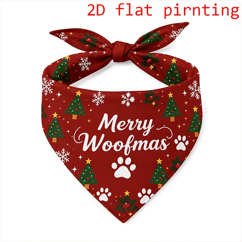 TEMU 1pc Burgundy Christmas Dog Bandana & Bib Scarf With Paw Print Suitable For Breed Sizes, Machine Washable Triangle For Xmas, Puppy Cat Apparel, -