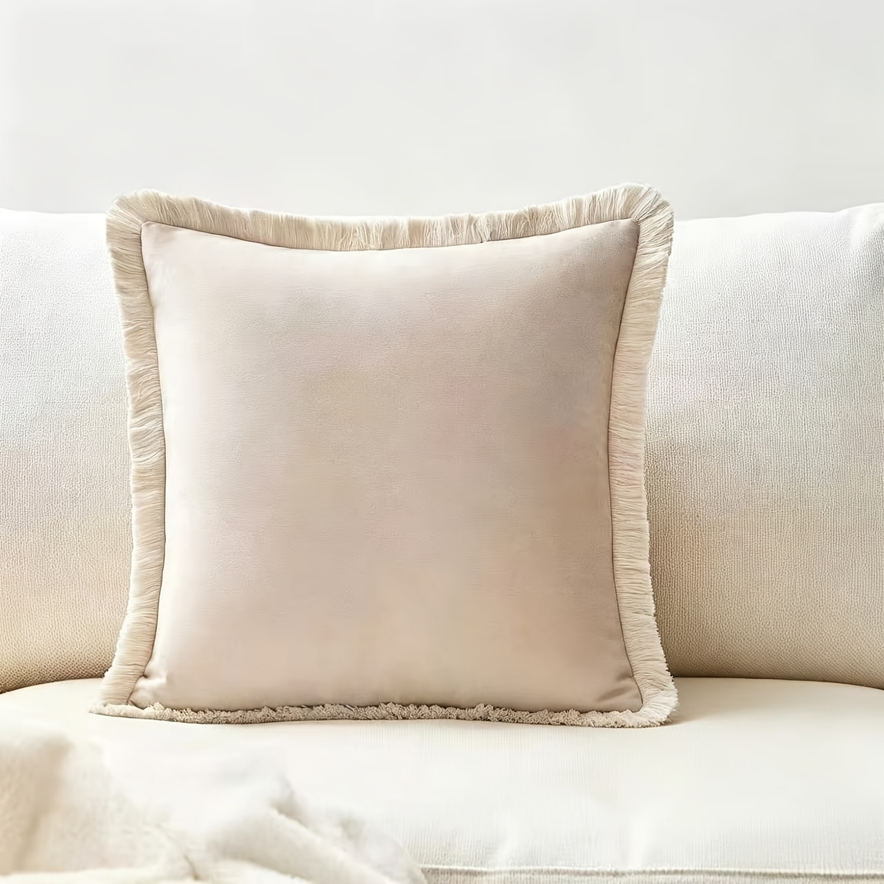 1pc Solid Color Pillowcase Cushion Cover Velvet And Hair Pillowcase Square You Rectangular Pillowcase Suitable For Living Room Bedroom Sofa Without Pillow Core