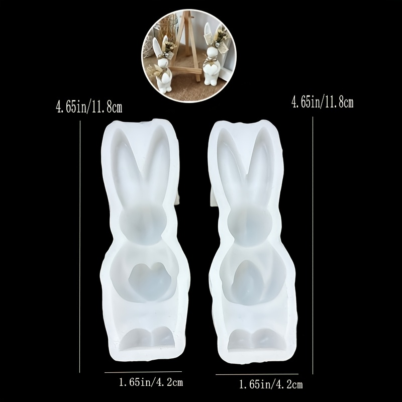 Image of 2pcs - Resin Silicone Molds Easter Couple Rabbit Silicone Molds | Easy-release, Reusable Craft Molds For Making Candles, Epoxy Resin, Clay, And Plaster Decorations | Perfect For Easter Gifts And Decor
