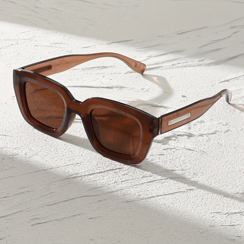 1pc Gafas Cuadradas para Mujer Lentes Marrones Vintage Minimalista para  Uso Formales Gafas No Graduadas con Paño de Limp