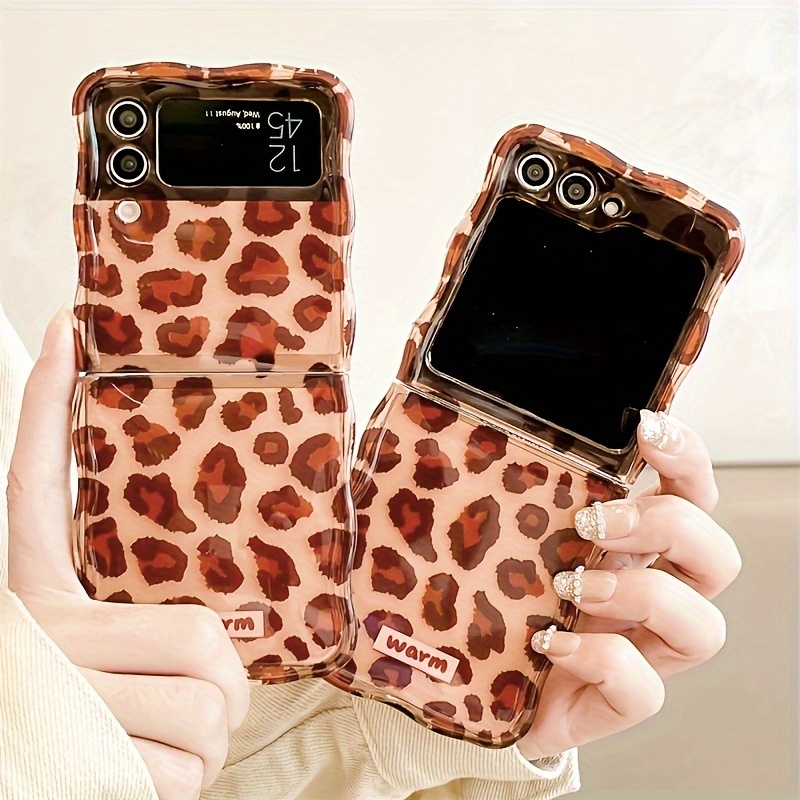 

Twisted Edge Jelly Leopard Print Folding High-quality Texture Fashionable Cute Street Suitable For Samsung Galaxy Z Flip 5 4 3 5g Phone Case Cover