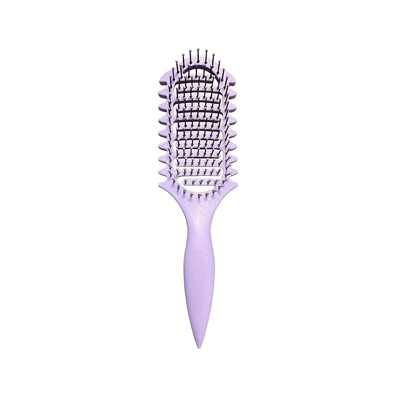 TEMU Hollow Elastic Curling Hair Comb, Purple, Pp Bag Packaging