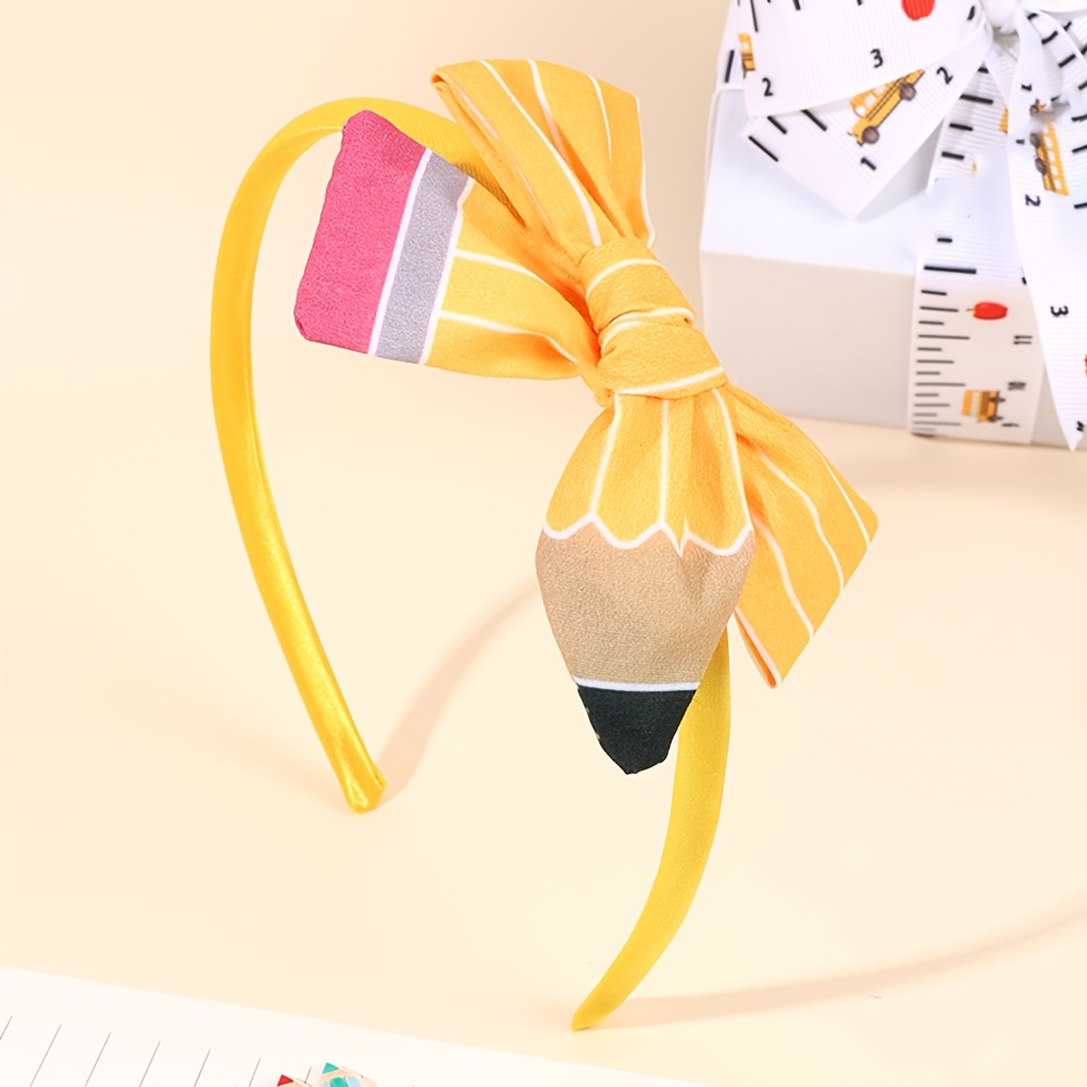 TEMU 1 pièce Bandeau nœud crayon pour cheveux de fête, Serre-tête coloré, Parfait pour jour d'école, Fête de la rentrée, Usage , Anniversaire et