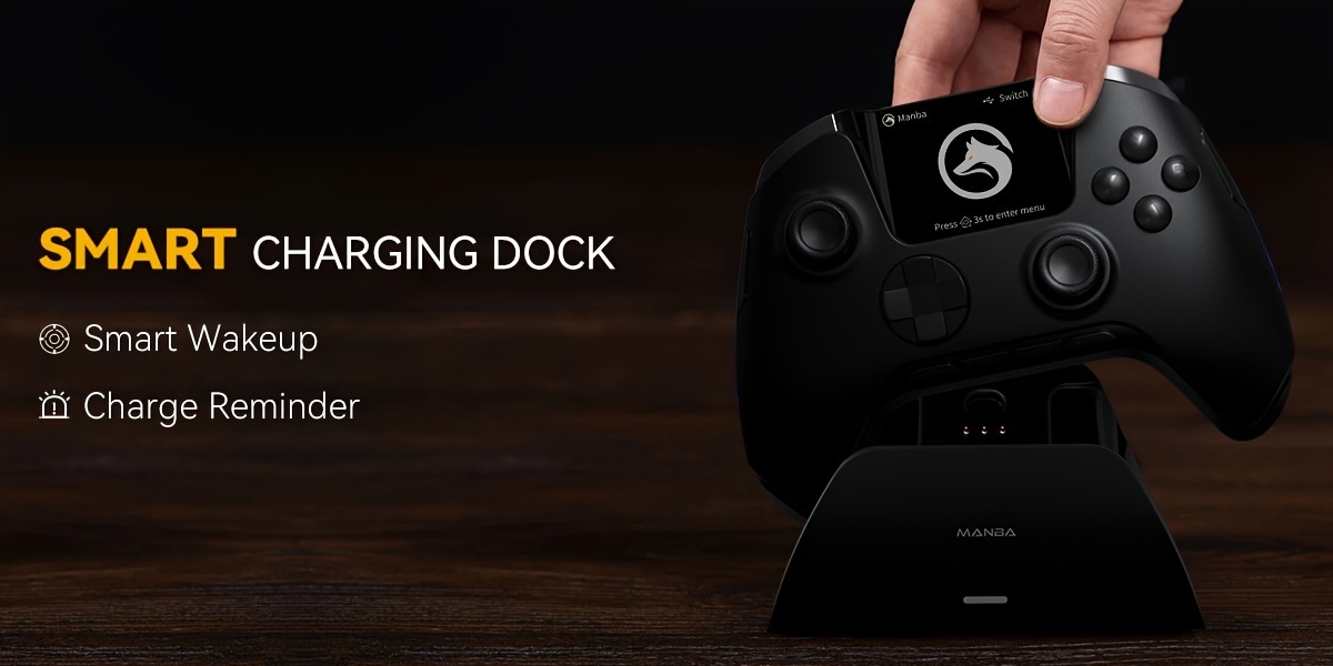 Interactive Screen Wireless Gaming Controller For PC/Switch/iOS/Android/Steam Deck, Hall Effect Stick & Trigger, RGB Lighting, Remappable Buttons, 1800mAh With Charging Dock -V2/Black(No Drift).[Notice]Not Compatible With Xbox And PS5