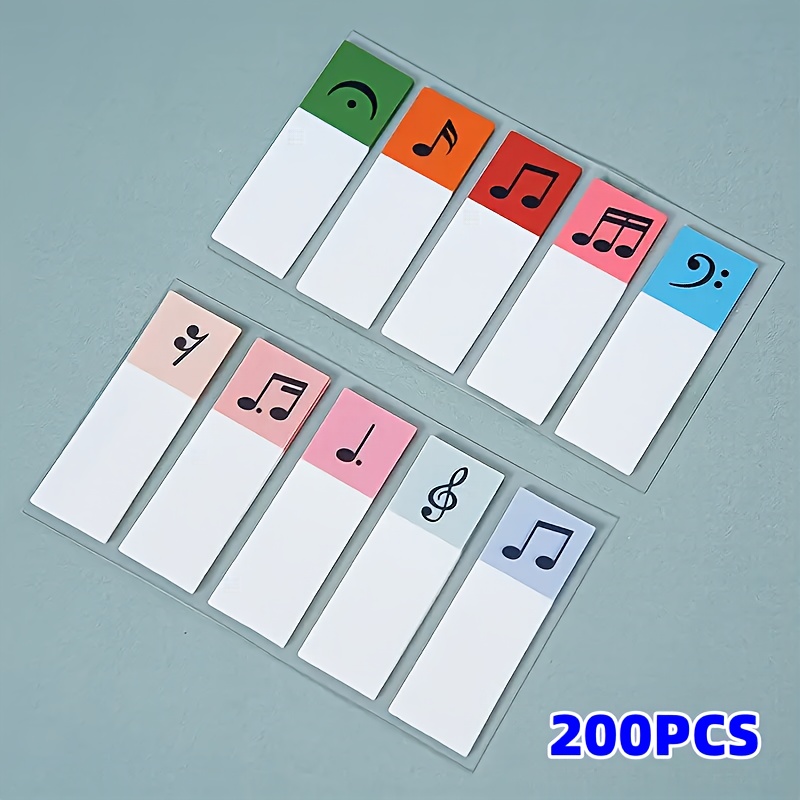 100/200 Sheets Transparent Sticky Notes, Colorful Music Labels For Office Indexing And Marking, Mini Musical Note Transparent Sticky Notes, Reusable