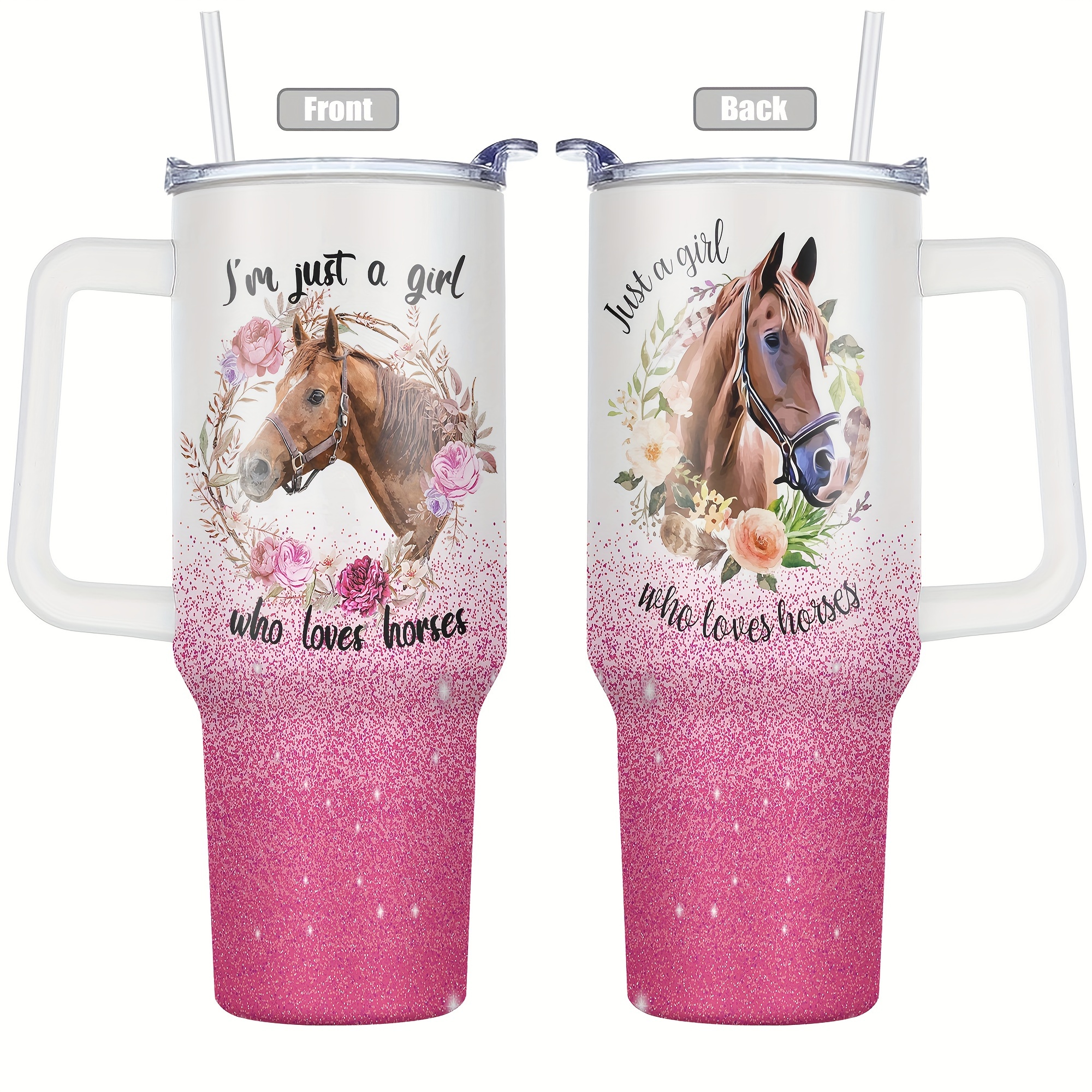 

1pc, 40oz Tumbler With Lid, Horse Funny Print Stainless Steel Water Bottle, Vacuum Insulated Water Cups, Summer Winter Drinkware, Outdoor Travel Accessories, Valentine's Day Gifts, Birthday Gift