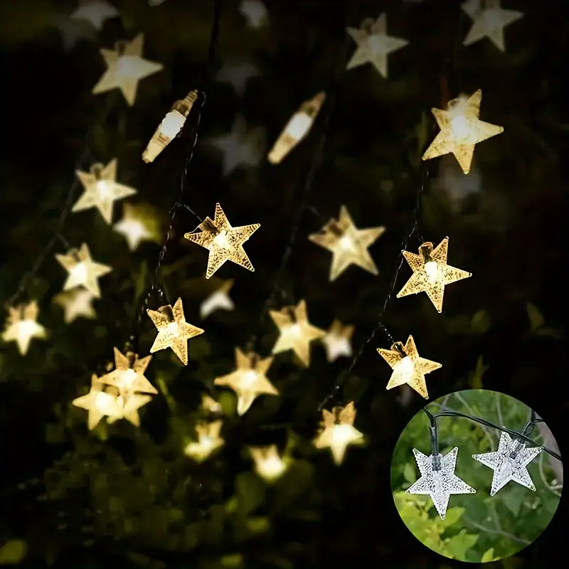 led solar powered star lights fairy star blinking string lights suitable for decorating christmas parties home weddings gardens courtyards indoors and outdoors a decoration 9