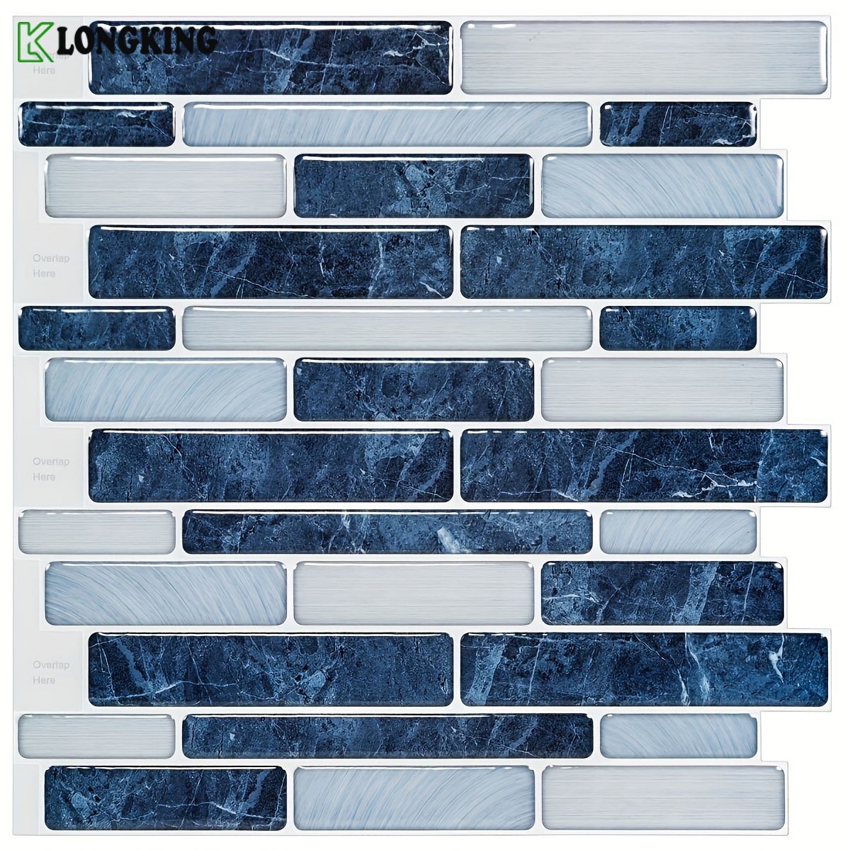 

Longking 10-piece 12 In. X 12 In. Marble Look Decorative Tiles, Self-adhesive Kitchen Backsplash