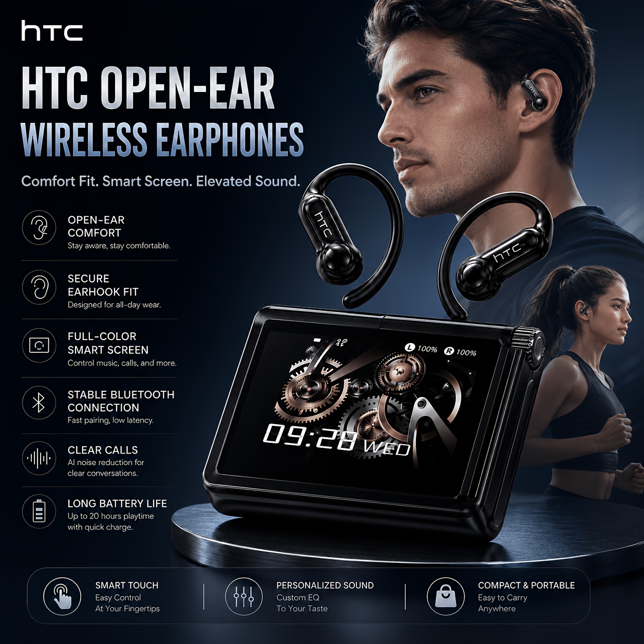 Image of Htc Ne80 Wireless Over-ear Headphones With Real-time 135 Language Translation, Low Latency Connection, Extended Wear Transparent Ear Pads, Long Battery For Multi- Use