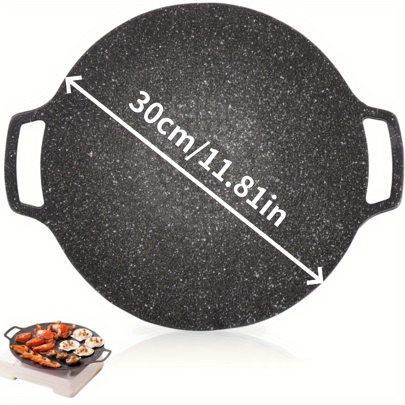 TEMU Korean Bbq Grill Pan, 11.8 Inch Nonstick Round Griddle For Korean Bbq, Outdoor Safe, Suitable For Meats, Pancakes, Ribs - Perfect For Holiday Cookouts