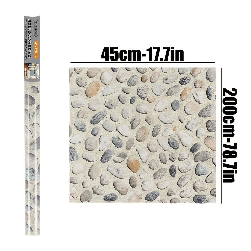 Image of 78.7×17.7 Inch Self-adhesive Waterproof And Oil-proof Wallpaper, Small Pebble Pattern Removable Stickers, Balcony Kitchen Floor And -resistant Renovation Decorative Film