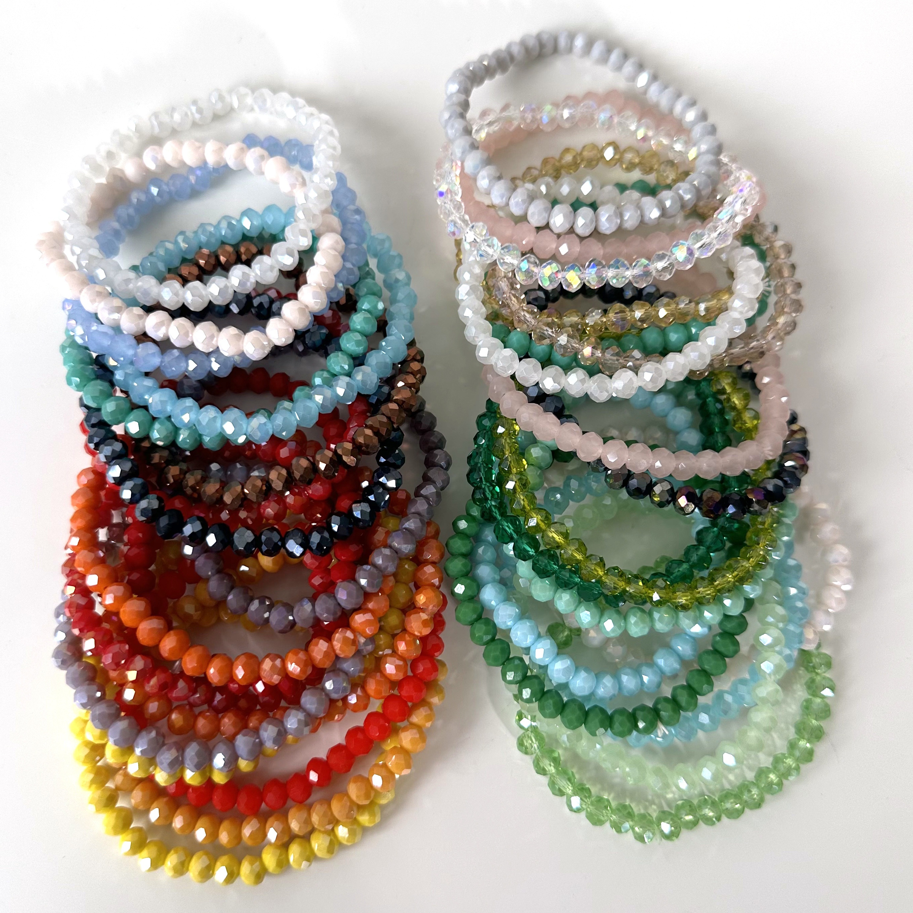 

Boho-chic 36-piece Multicolor Faux Crystal Bead Bracelet Set - Stretchy, Stackable & Perfect For Everyday Wear