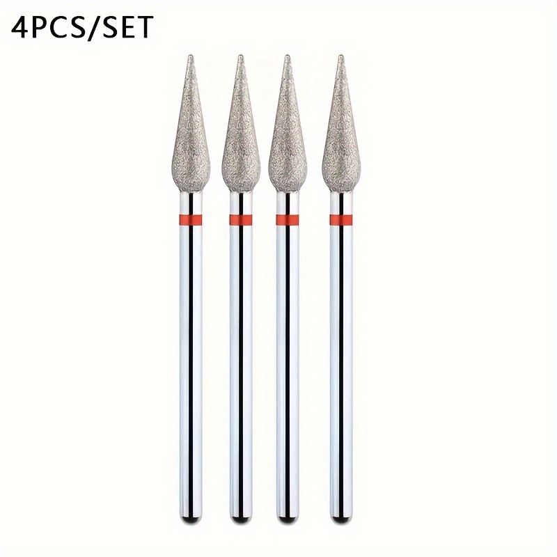 4pcs Drop Shape Carbide Cuticle Clean Burr Drill Bit Set