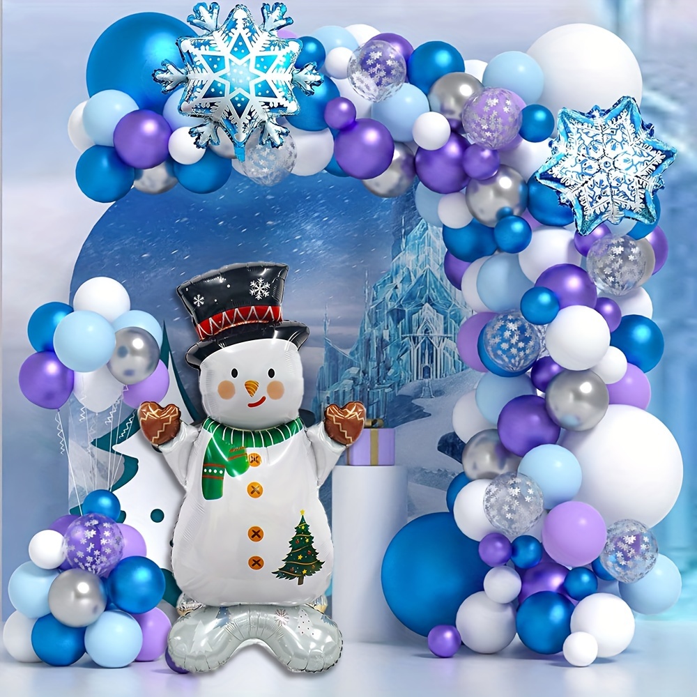 

Christmas Snowman Balloon Decoration, Aluminum Material, Standing Design For Themed Birthday Party & Holiday Decor, Suitable For 14+, Single Pack, Electricity-free Use, Color