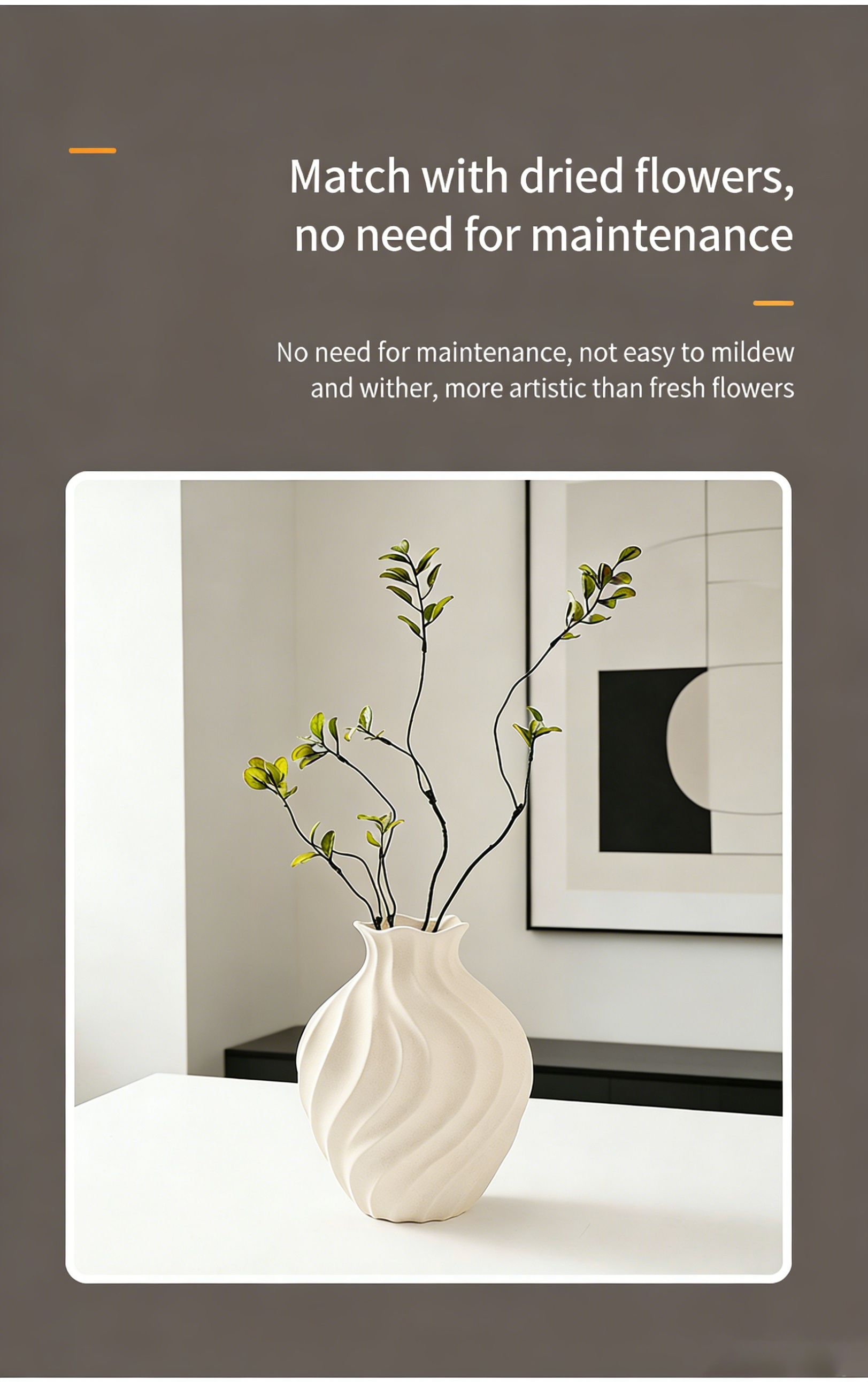 Nordic Style Ceramic Vase with Wave Patterns, Creatively Designed with Pleated Textures, Perfect for Minimalist Living Room Decor