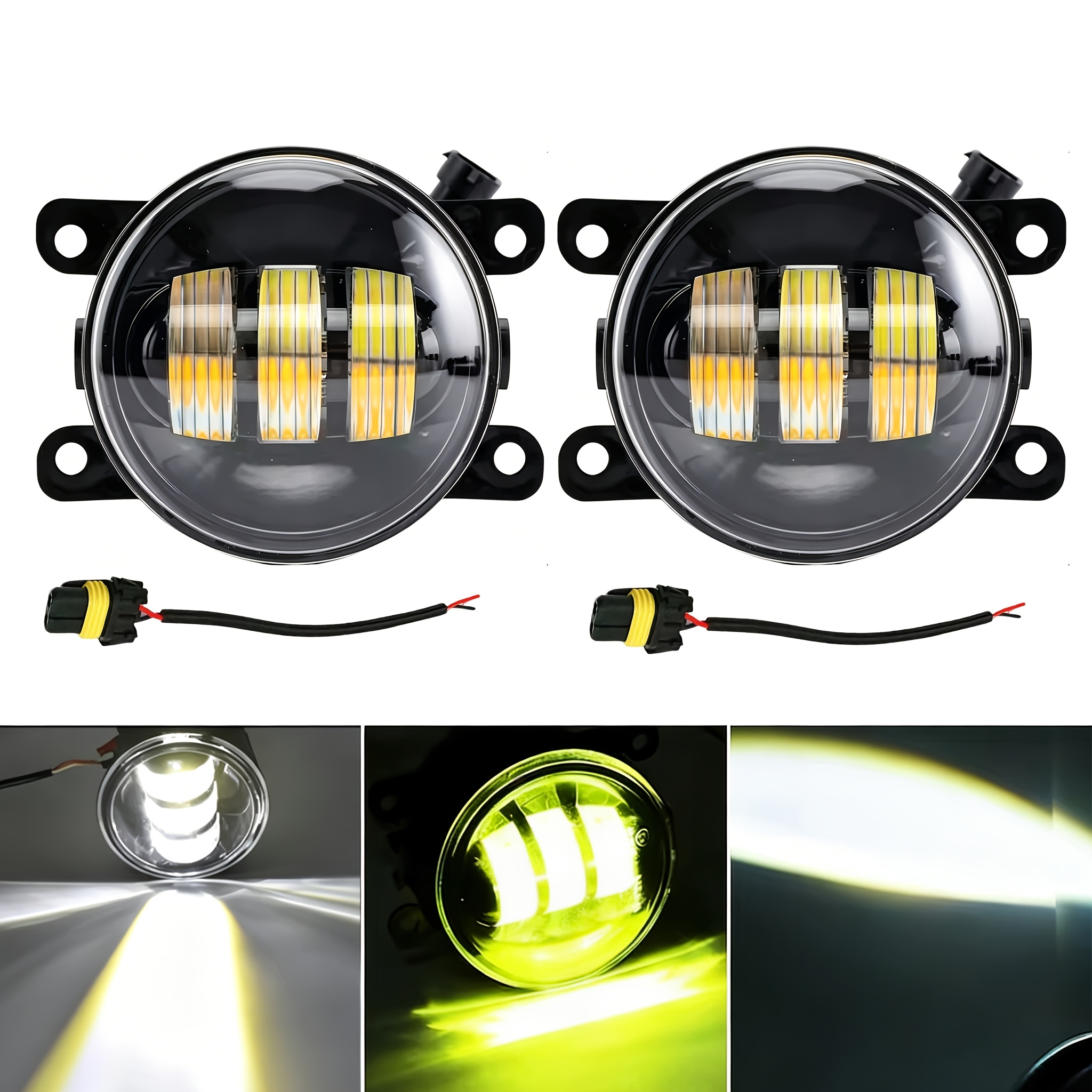 Luz Antiniebla LED de 8.89 cm DRL Ojo de Ángel  ,       y Amarilla, Lámpara Antiniebla para Coche