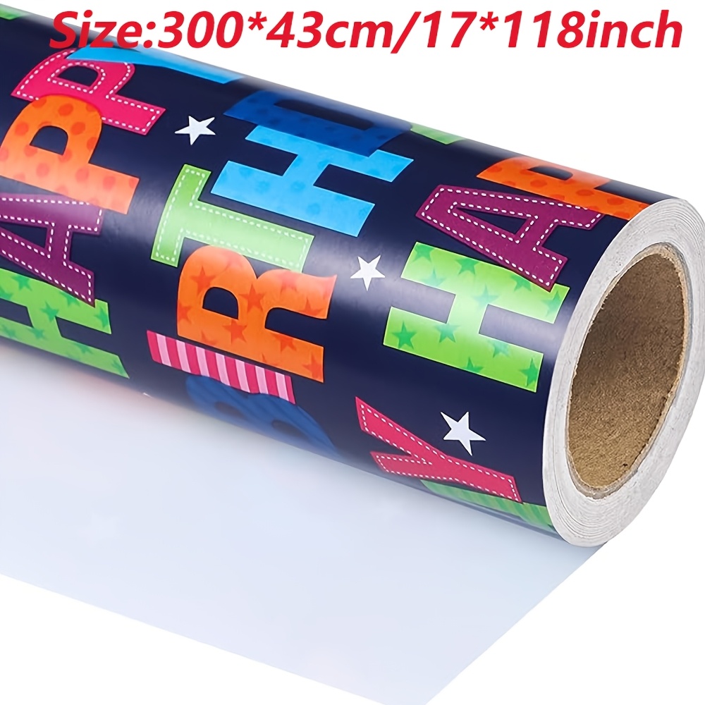 Birthday Gift Cartoon Letter Coated Paper Wrapping Paper - Super Glossy Happy Birthday Themed Gift Paper 43*300cm