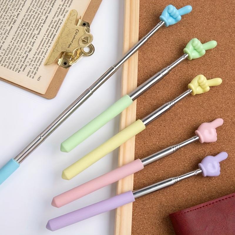 1pc Extendable Finger Pointer - Colorful Pink, Foldable Index finger Guide for Easy Reading, Ideal for Classroom and Home Use, Durable Stainless Steel