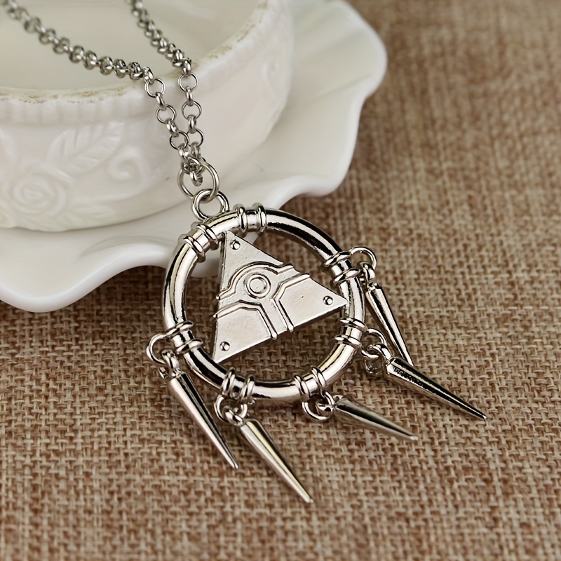 TEMU Collier avec pendentif à pompon triangulaire géométrique