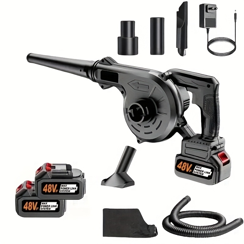 a versatile blower leaf blower car vacuum cleaner with   blowing and suction functions powerful airflow   with 5 accessories and two batteries suitable for cleaning cars yards and outdoor dust removal