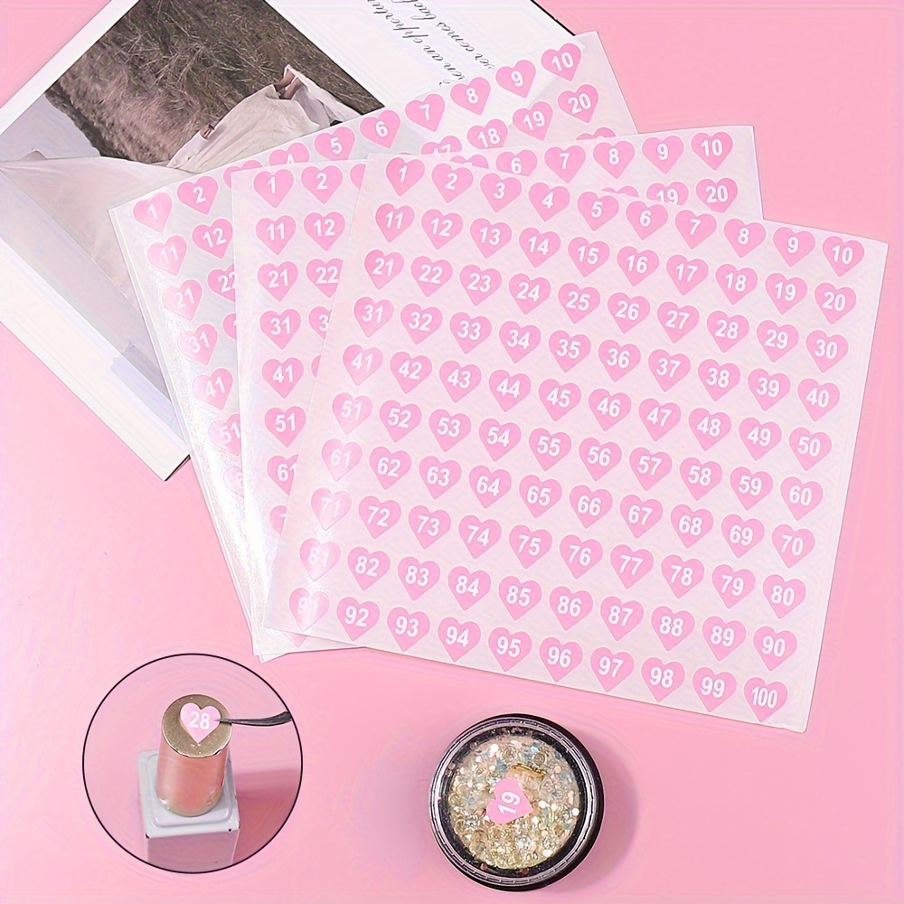 

2pcs Pink Number Sticker Label For Nail Polish Digital Label Sticker Manicure Tool