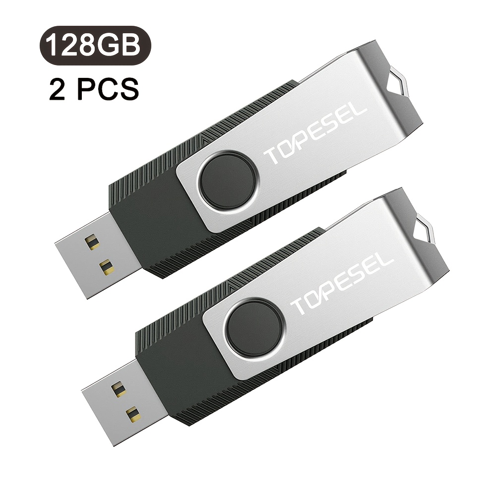 2-pack Usb Stick 128gb/64gb/32gb Usb Stick 2.0 Usb Flash Drive Pen Drive 360° Rotating Design With Metal Lid