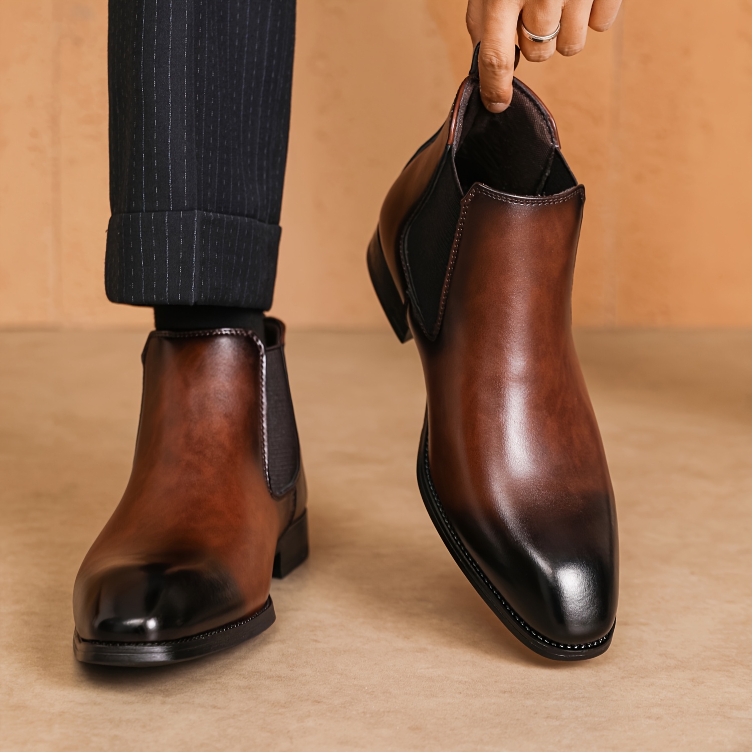 *'S Chelsea Boots *'S Toe Low Top Dress Shoes Boots, Stretch Square Toe  Ankle Boots, Suitable for Wedding Occasi