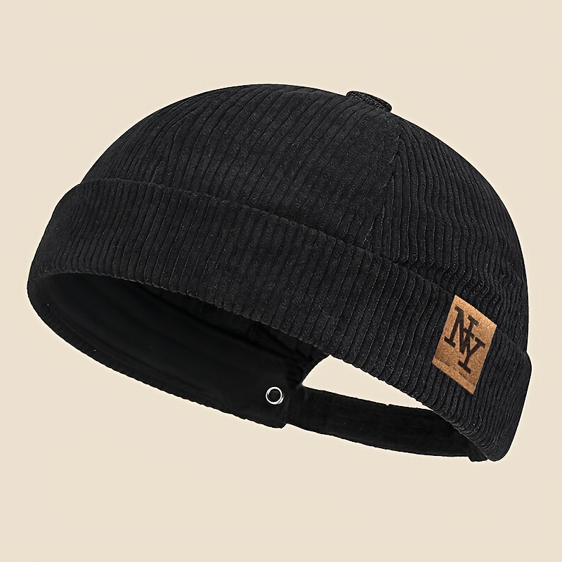 E-shop Unisex Vier-Jahreszeiten-Neuer-Stil-Lederetikett-überlappende -Vintage-Hip-Hop-Landlord-Mütze, -Cord-Kurzarm-Cap,