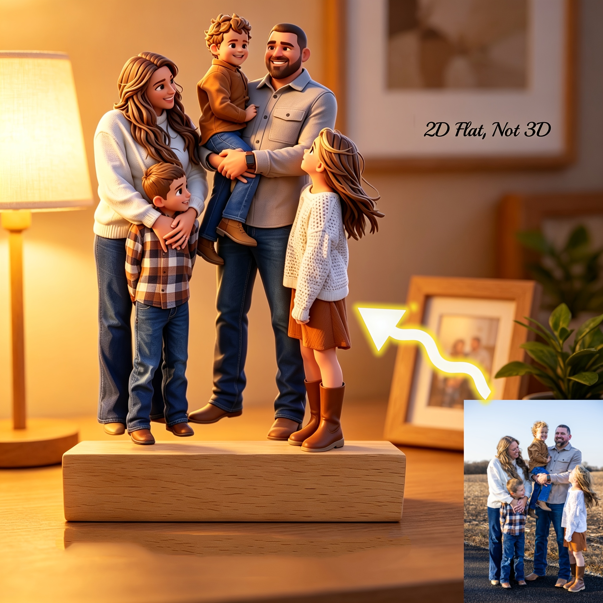 TEMU 2d Flat, 2d Flat Personalized Custom Photo Portrait, Ai-designed Bohemian Style, Suitable As A Gift â 2d Flat Acrylic Desktop Photo Frame,