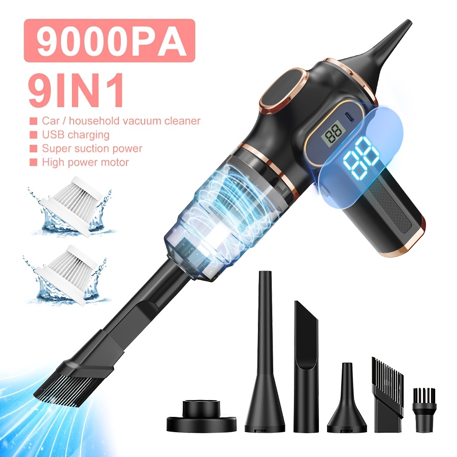 TEMU Powerful Handheld Vacuum Cleaner For Pet Hair With Digital Display, Type-c Fast Charging & Washable Filter, Portable Cordless Vac For Car