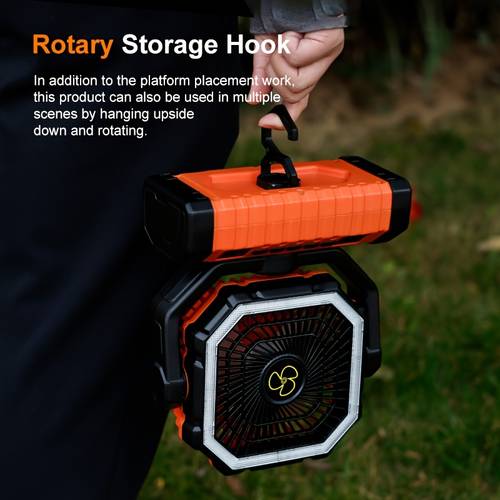 20000mah portable led camping fan with built in light rechargeable ventilator usb rechargeable outdoor cooling fan for tents hiking fishing rugged green and orange hiking essentials sturdy handle feature camping additions