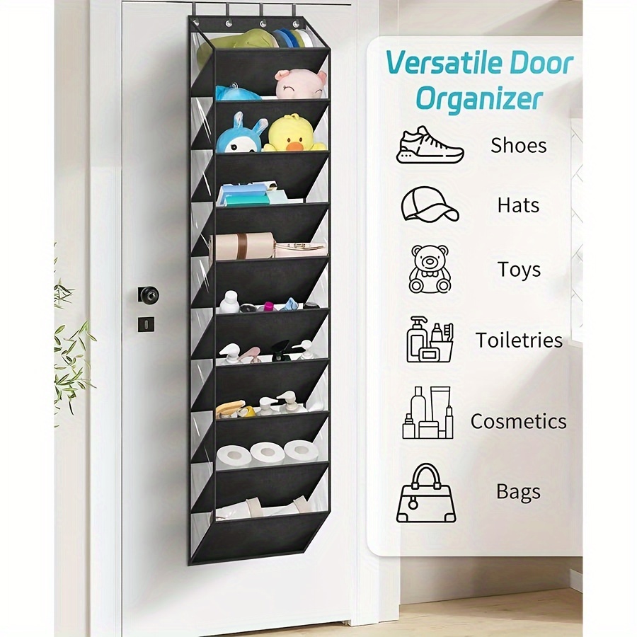 

1pc 10-tier Over-the-door Organizer, Large Capacity Fabric Storage Bag With Mesh Pockets For Shoes, Toys, And Home Organization - Lightweight And , Shoe Storage Organizer