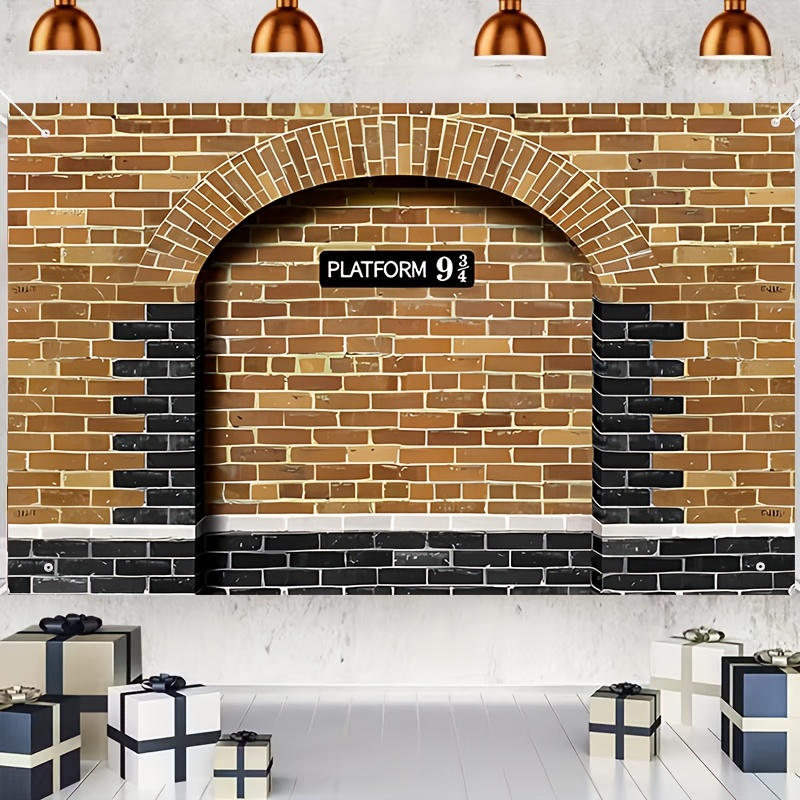 TEMU 1pc Wb Harry Potter Platform 9¾ Themed Backdrop Suitable For Classrooms, Offices, Photo Studios, Birthday Parties, Christmas, Halloween