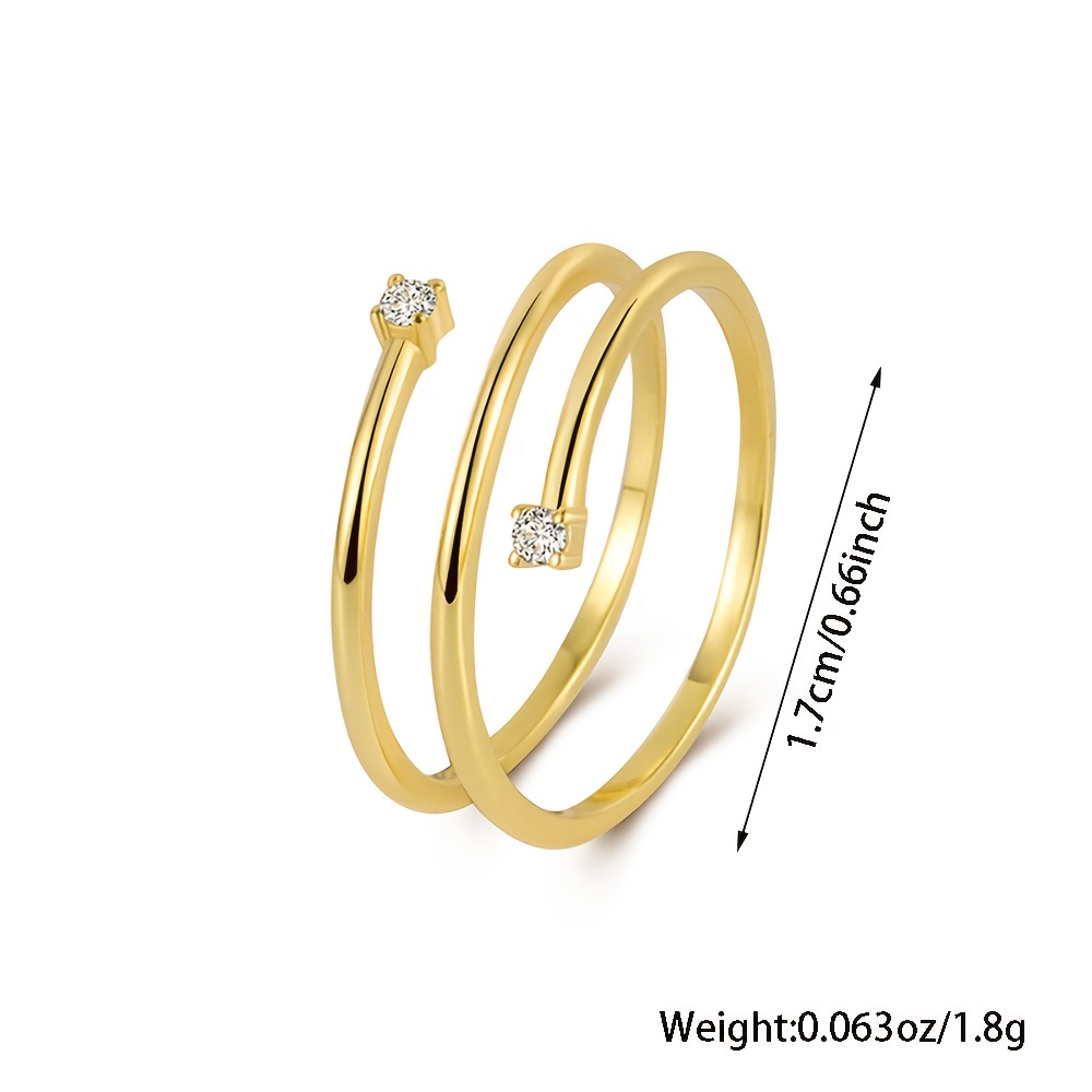 925 Silver Adjustable Open Ring for Women Triple Prong Set Zirconia