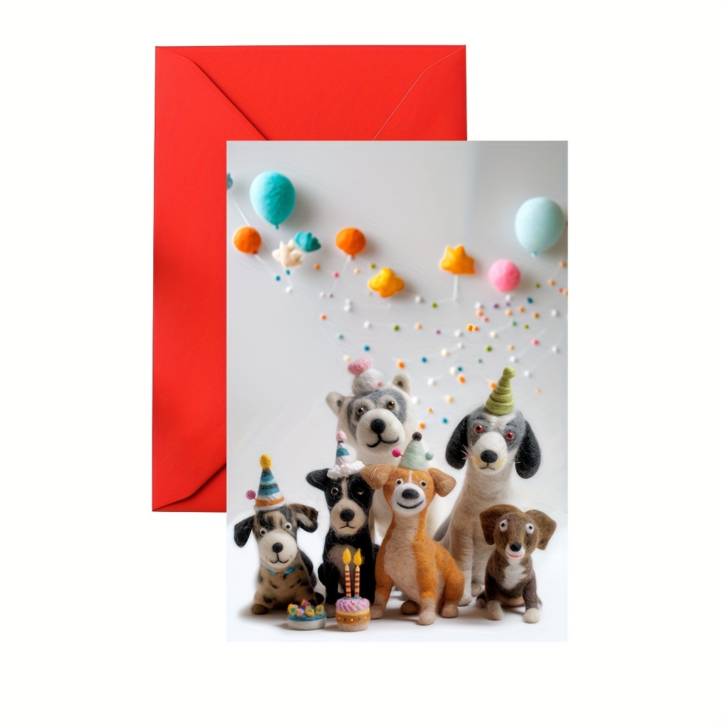 

1pc Newzeli Cartoon Dog Birthday Card, Personalized , , , Christmas, New Year, , High-quality Cardstock, Comfortable Touch, Holiday Party Invitation