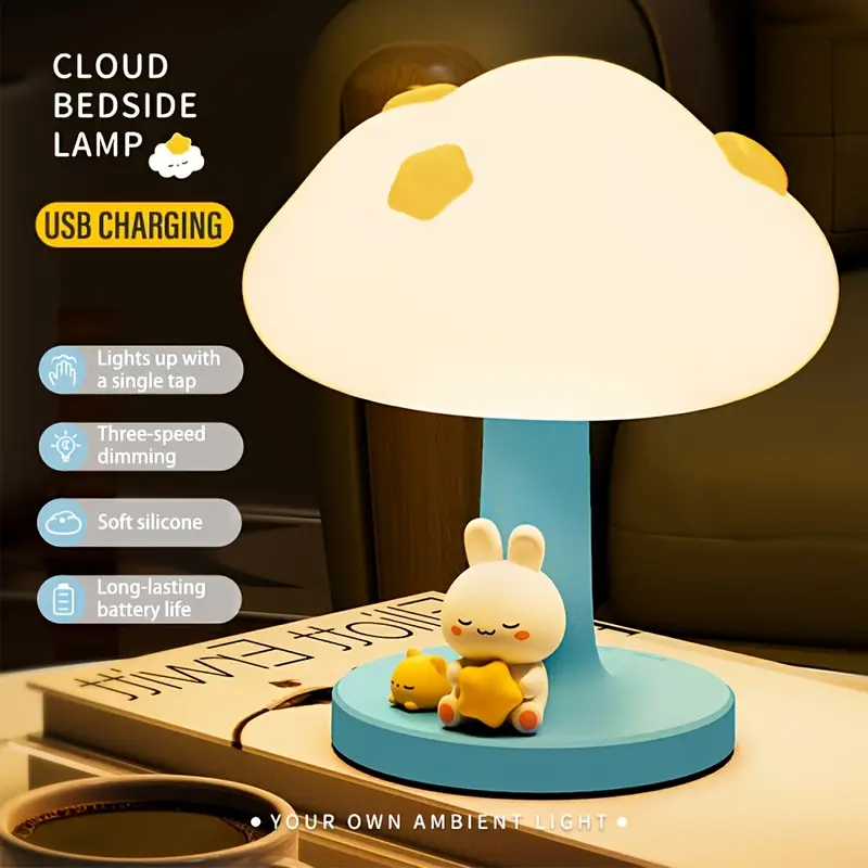 1pc cloud led smart light usb rechargeable night light 3 level dimmable lighting 3 level brightness adjustable decorative light cute sleep bedside light suitable for bedrooms living rooms and holiday gifts bedroom room decor modern night light ambient lighting silicone light usbpowered light adjustable brightness interior design lovers home Product details 0