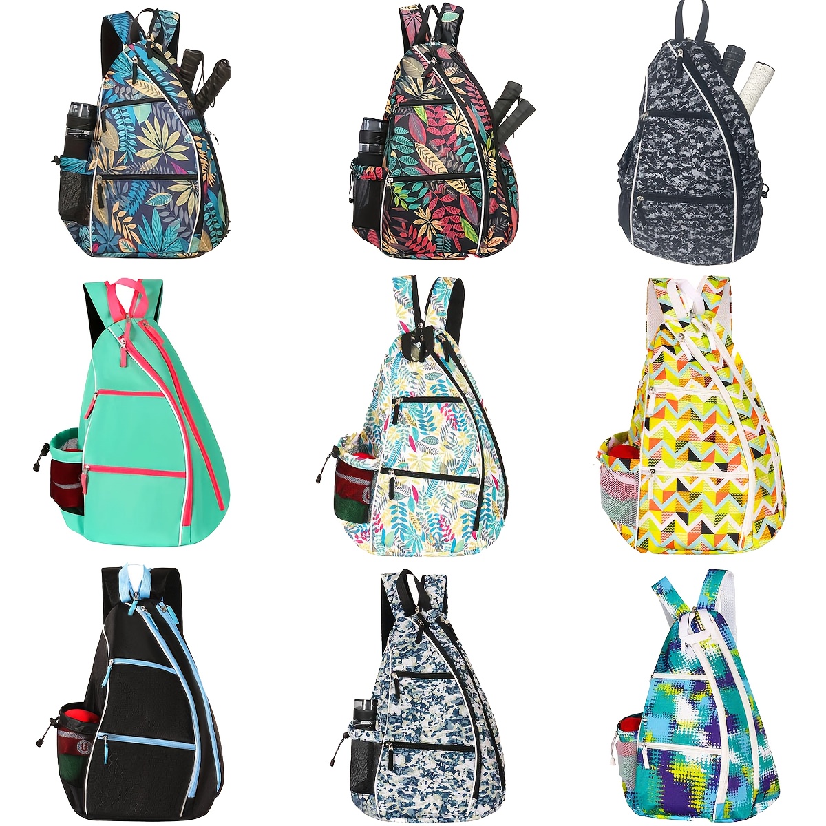9 styles   sports print backpack pickleball racket bag multi functional sports backpack with a hook on the back simple and lightweight design large capacity to hold more sports equipment   sports backpack