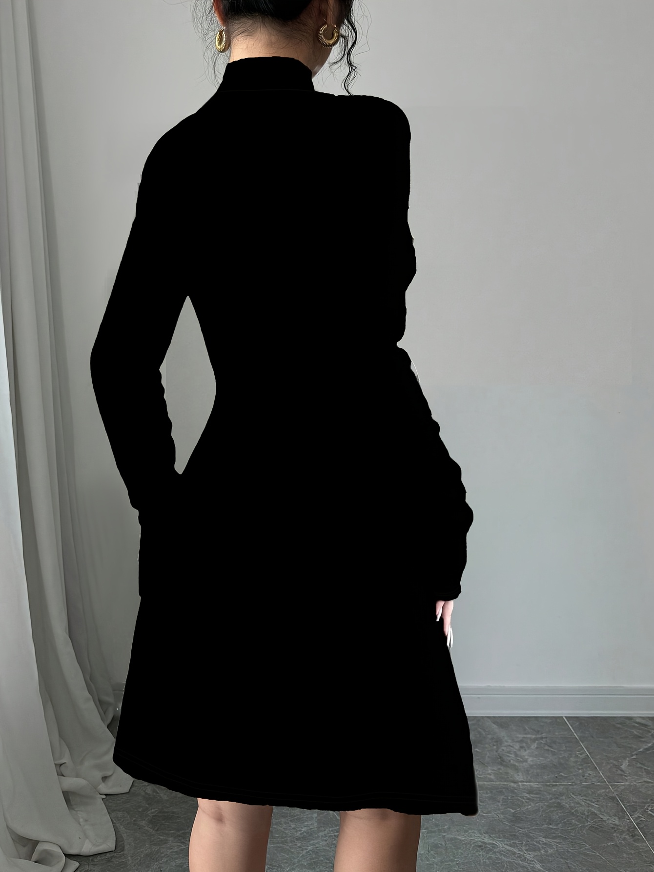 black fall dresses for women Cut-Out Long Sleeves Black Wedding Guest Dress main image 1