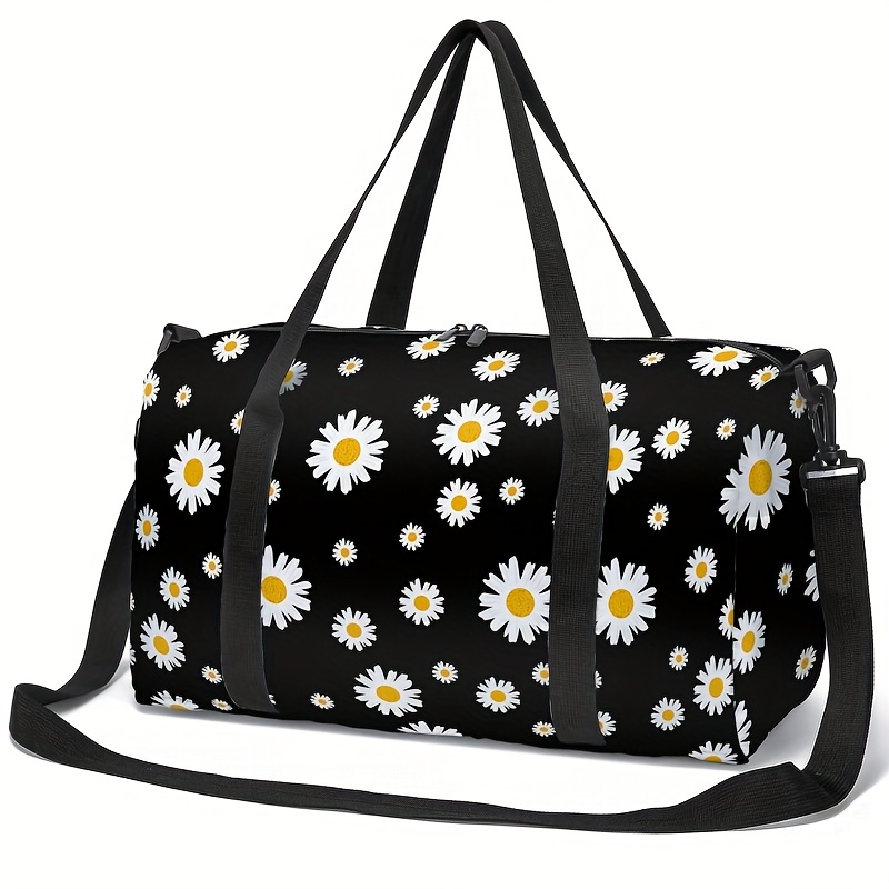 TEMU Daisy Print Travel Bag, Women's Sports Yoga Luggage Bag