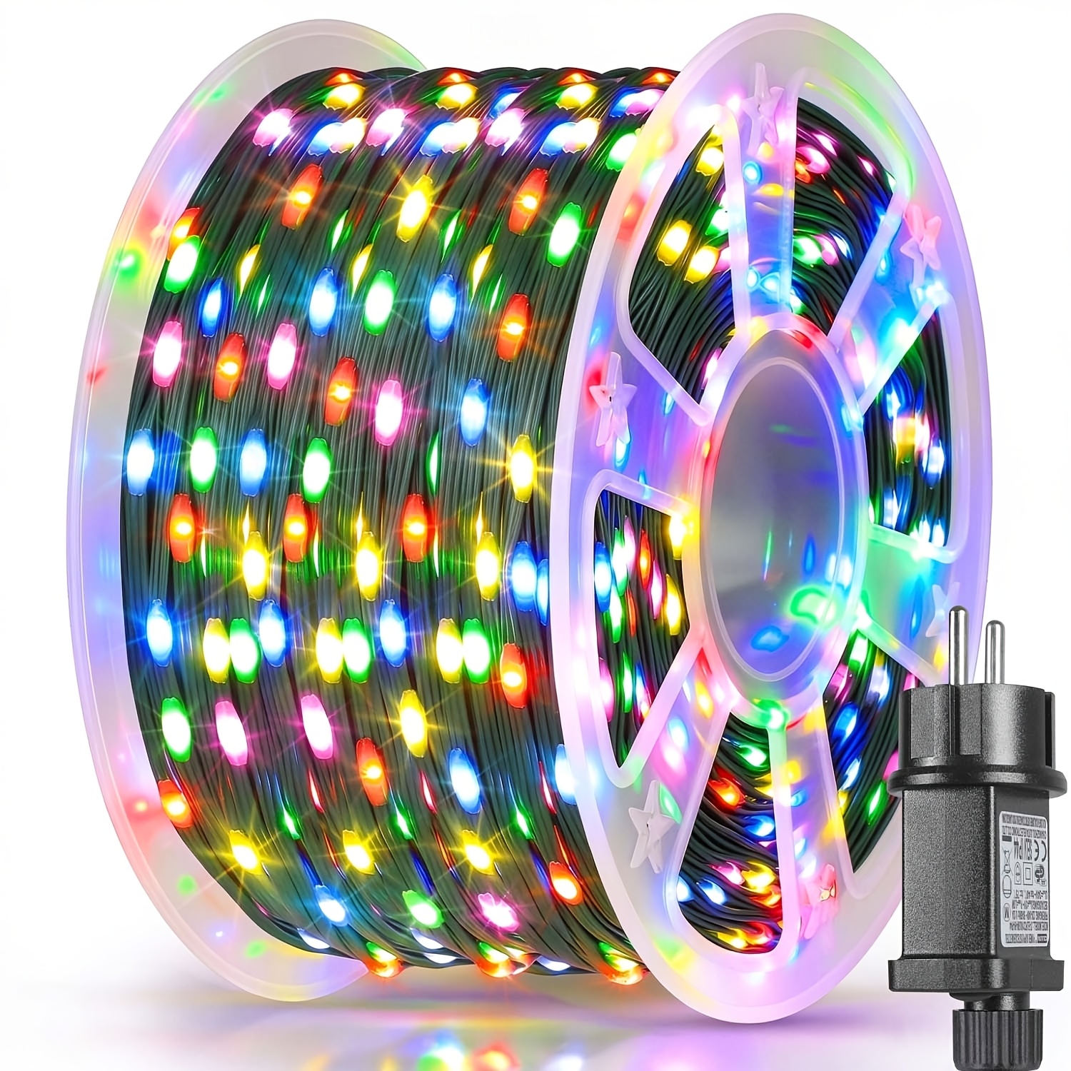 TEMU Guirlande Lumineuse de Chaud, 500/300/100 LED pour Sapin de Noël, Guirlande Lumineuse avec 8 et Minuterie, Convient pour Décorations de Fêtes