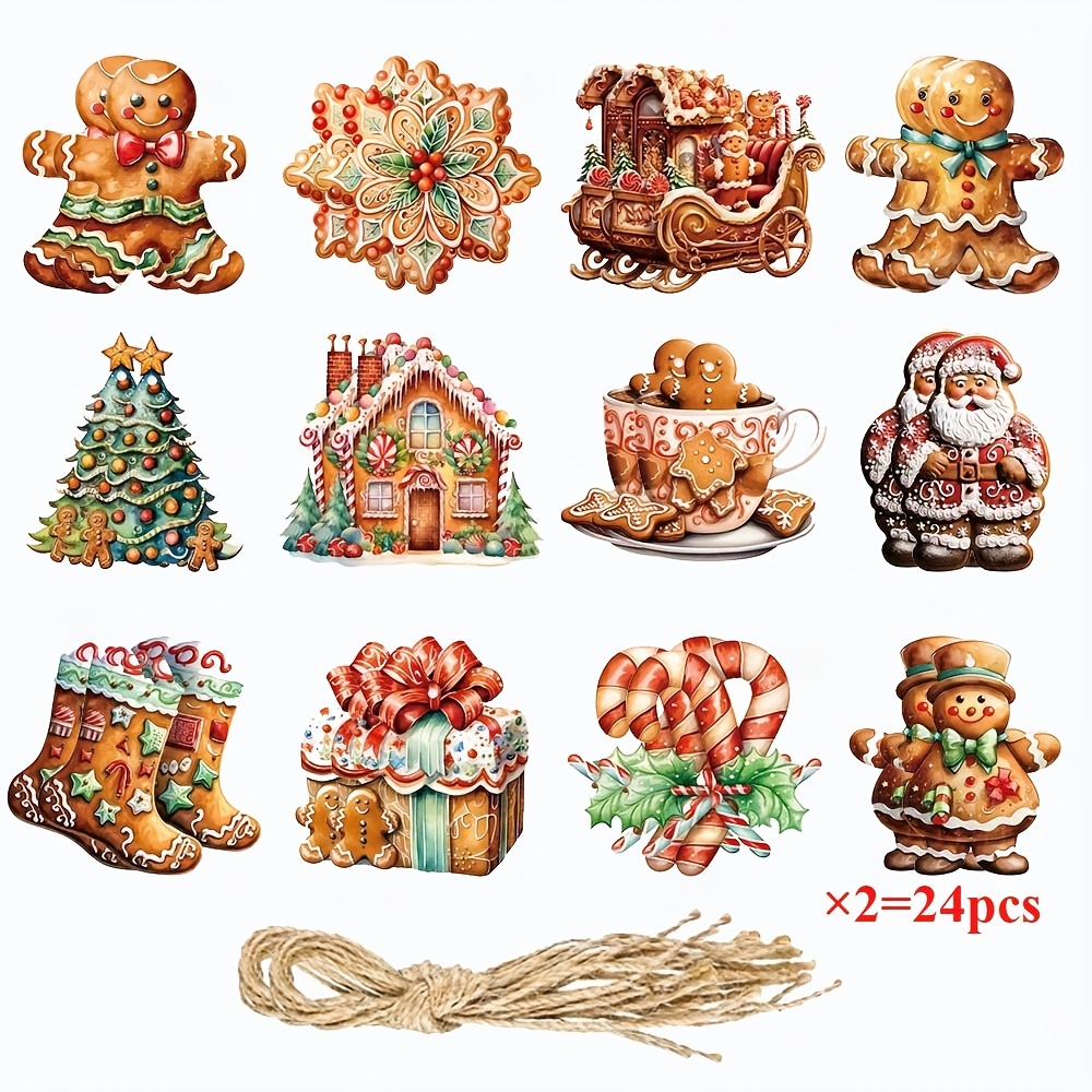 TEMU 36pcs/24pcs/12pcs Paper Gingerbread For Man Themed Christmas Party Decorations, Party Gift Decorations, Christmas Atmosphere Pendant