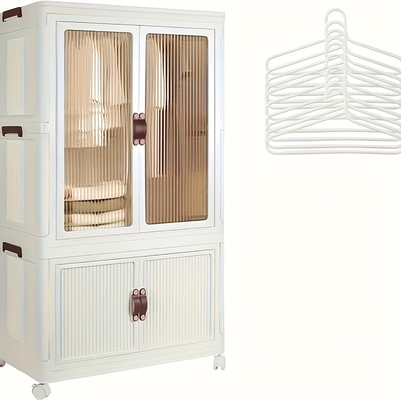

Box, Portable Closet Organizer For Clothes, Folding Lid, Box Hanging Rod And , ( 10 )