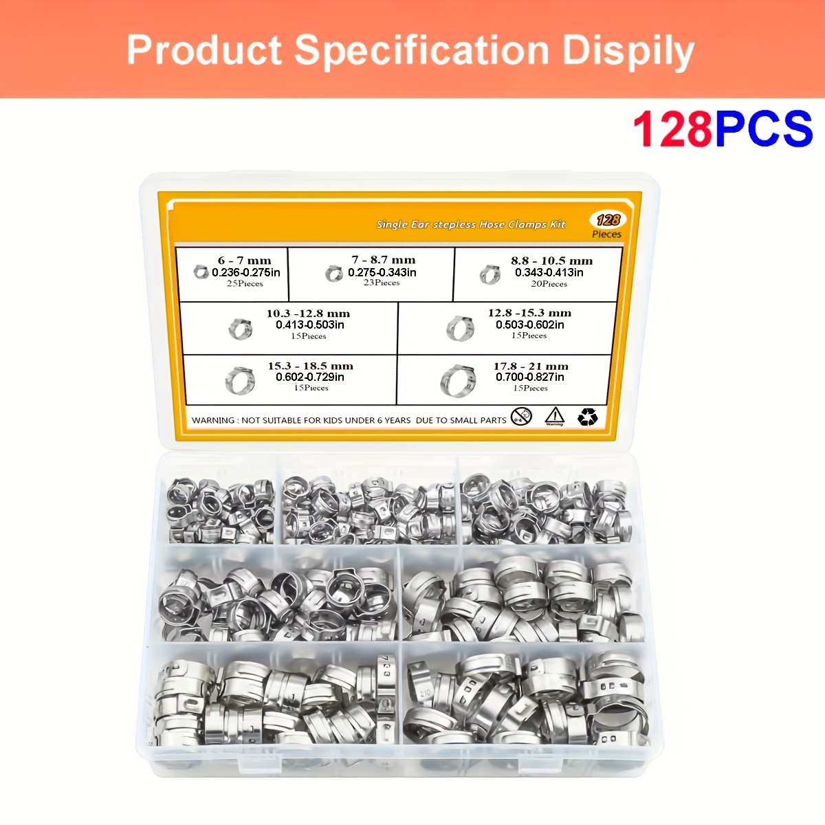 128pcs 304 Steel Hose Kit - Ear For & Hose Fastening, For , Air & Systems